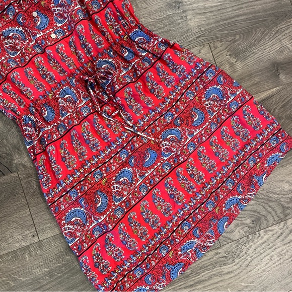 Loft Dress Size Petite Medium Red Blue Floral Casual - Picture 3 of 5